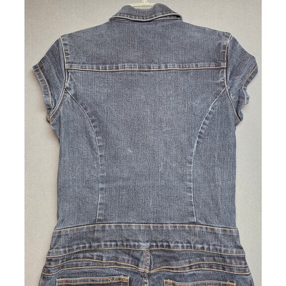 Vintage 90s FUBU Denim Jumpsuit Size 11/12 Retro Classic Stretch Zip Up - Picture 5 of 10
